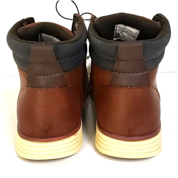 Goodfellow Maxwell Men's Brown High Top Polished Lace-Up Faux Leather Boots NEW! - Picture 4 of 8